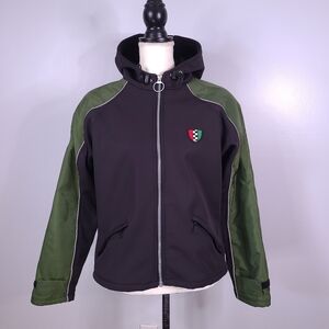 Corazzo Padded Motorcycle Jacket Woman's Large Black Green Reflective Made USA